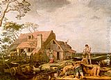 Abraham Bloemaert Landscape with Peasants Resting painting